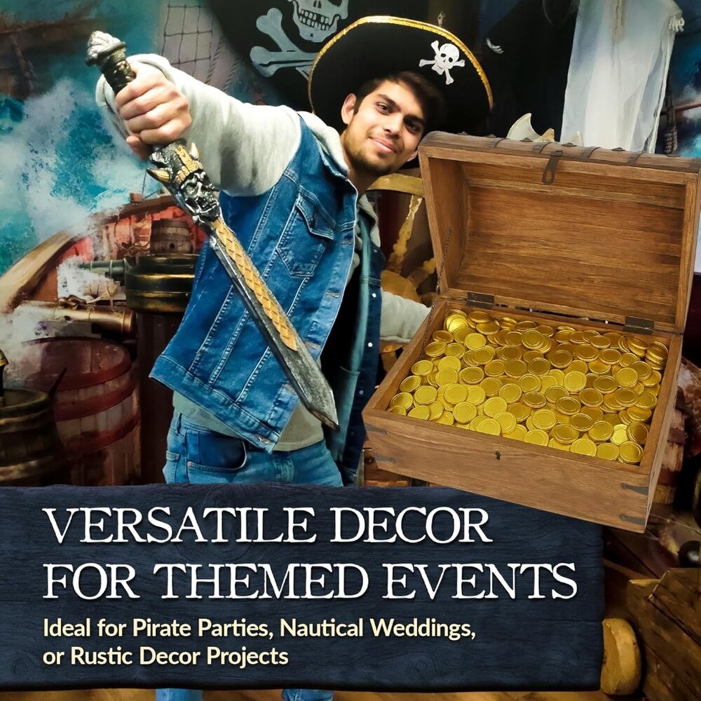 Handmade Pirate Treasure Chest for Kids Prizes & Classroom with Lock and Skeleto - Picture 7 of 8